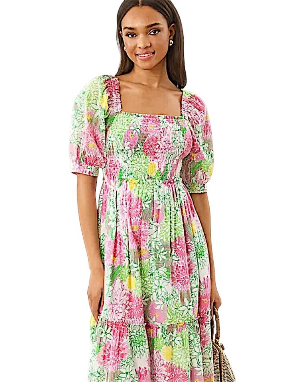 Lilly Pulitzer Hadly Smocked Maxi Dress in Mum Patch NWT - Size Small - Picture 4 of 8